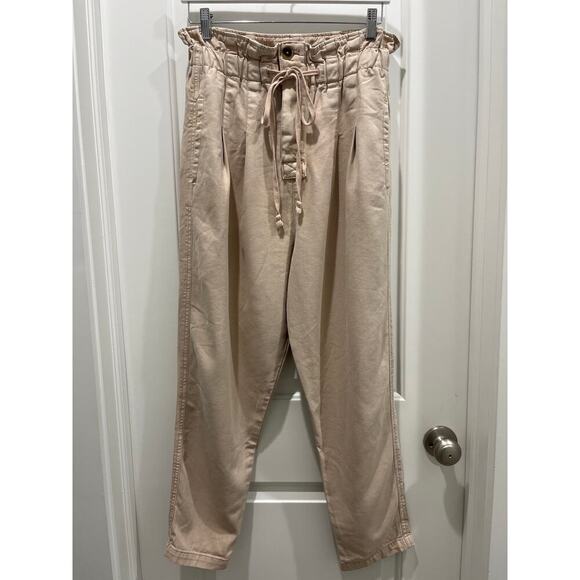 Free People Margate Paperbag Waist Pleated Misty Rose Trouser Pants Sz S - Picture 2 of 8